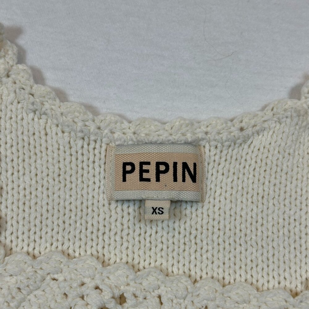 Anthropologie Pepin Women's XS Boho Crochet/Knit Sleeveless Top Ivory/Cream - Picture 7 of 8